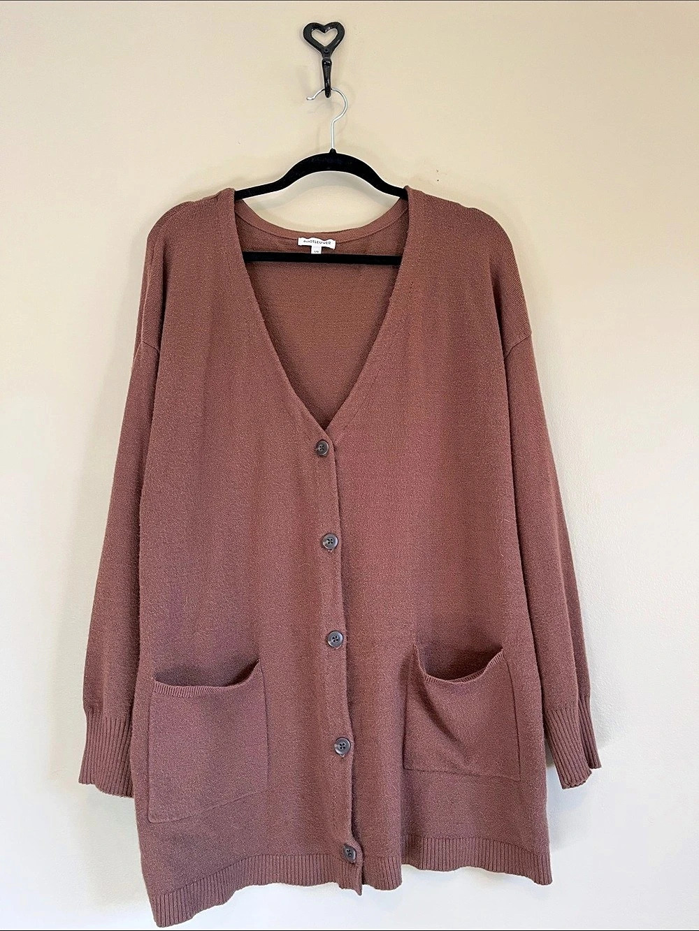 Brown Button-Front Pocket Cardigan